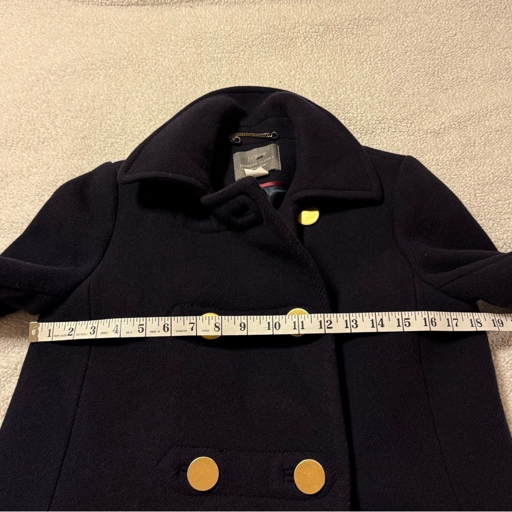 J.Crew Majesty Wool Blend Stadium Cloth Peacoat Navy Blue Gold Buttons Jacket - Picture 5 of 9
